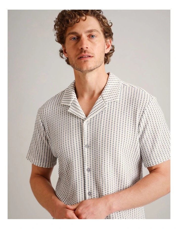 Monty Textured Stripe Short Sleeve Shirt in Light Blue image 4