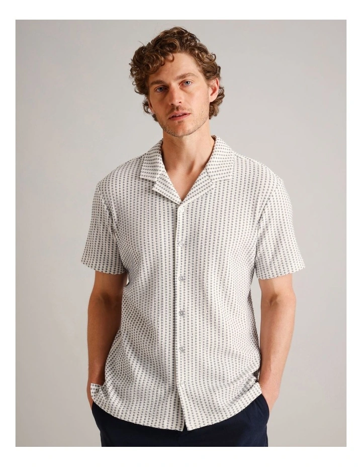 Monty Textured Stripe Short Sleeve Shirt in Light Blue image 5
