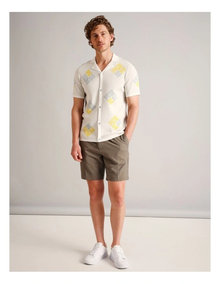 Dave Textured Knit Short Sleeve Shirt in White image 2