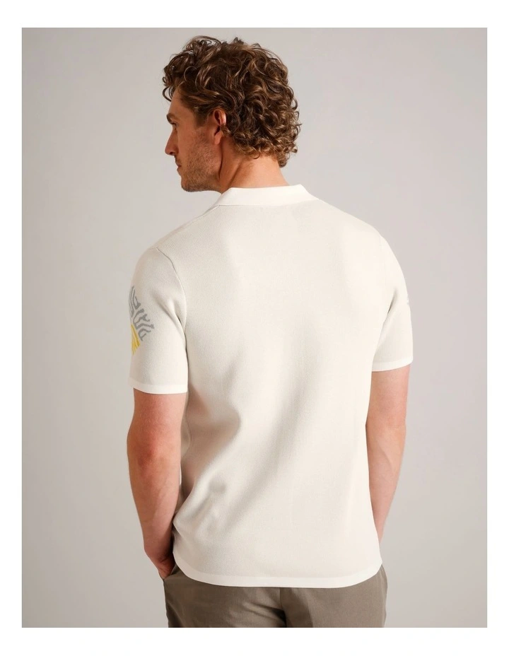 Dave Textured Knit Short Sleeve Shirt in White image 6