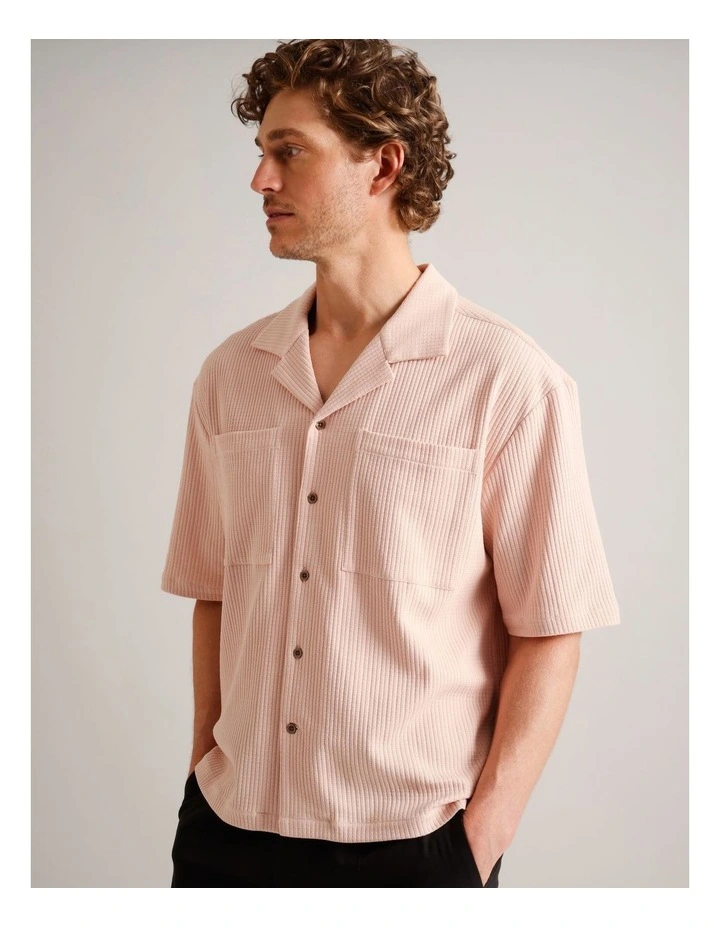 Wyatt Textured Short Sleeve Shirt in Pink image 1