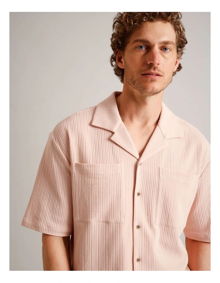 Wyatt Textured Short Sleeve Shirt in Pink image 4