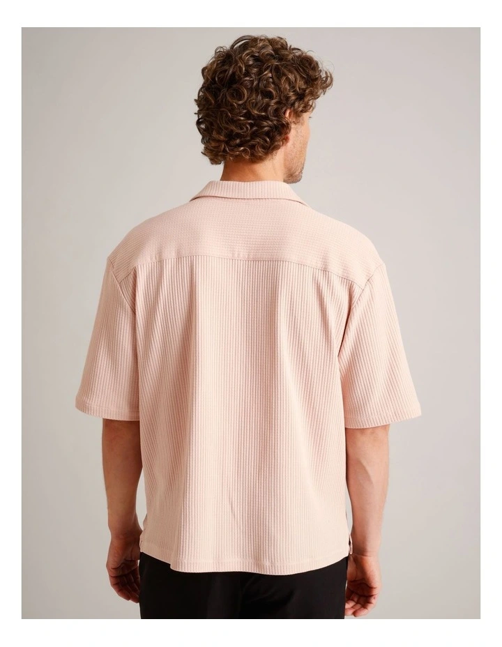 Wyatt Textured Short Sleeve Shirt in Pink image 5