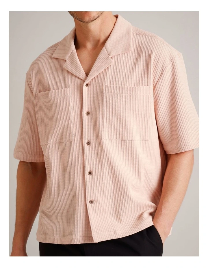 Wyatt Textured Short Sleeve Shirt in Pink image 6