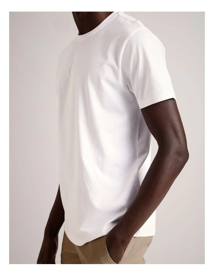 Essential Supima Cotton Crew Neck T-Shirt in White image 5