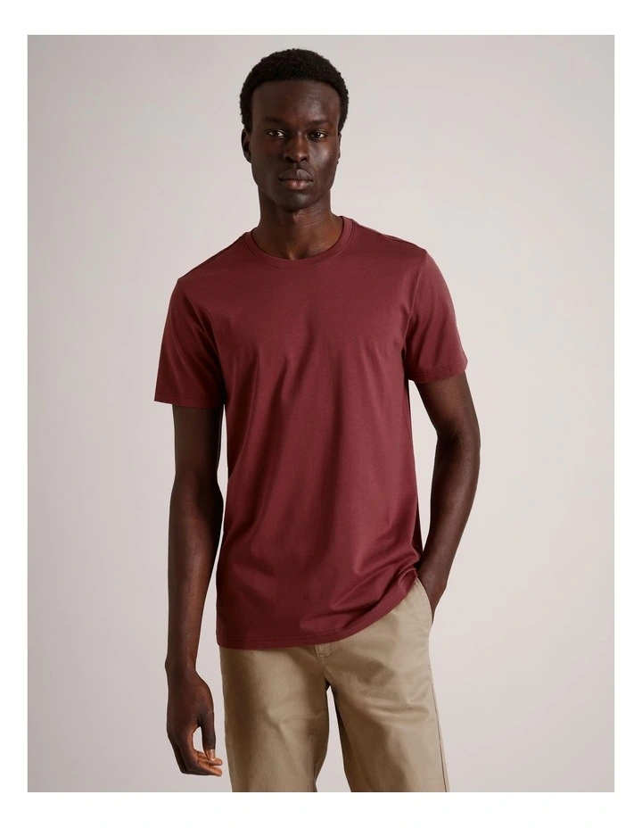 Essential Supima Cotton Crew Neck T-Shirt in Cherry image 1