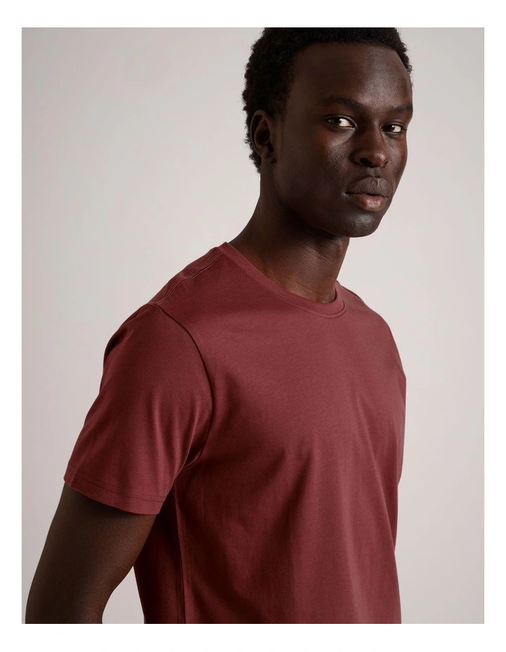 Essential Supima Cotton Crew Neck T-Shirt in Cherry image 2