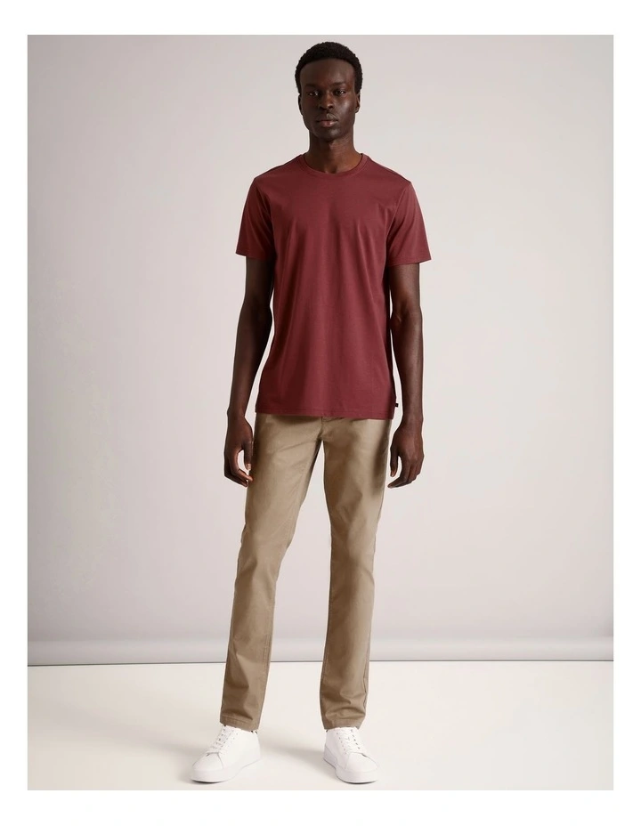 Essential Supima Cotton Crew Neck T-Shirt in Cherry image 3