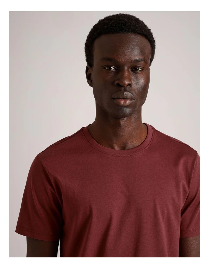 Essential Supima Cotton Crew Neck T-Shirt in Cherry image 4