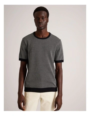 August Jacquard Short Sleeve T-Shirt in Black