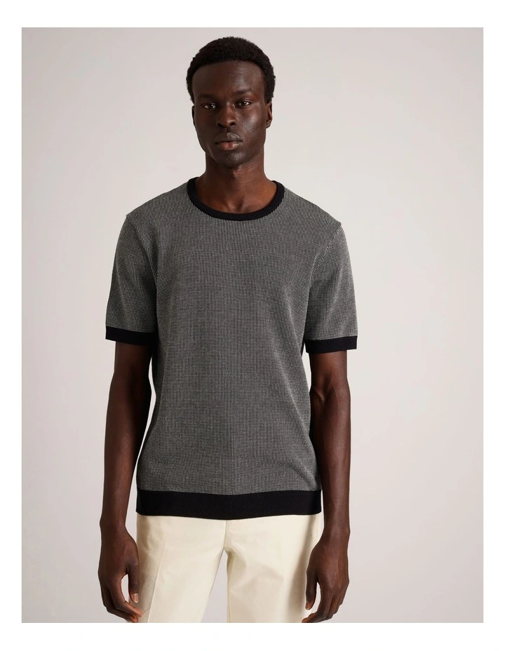 August Jacquard Short Sleeve T-Shirt in Black image 1
