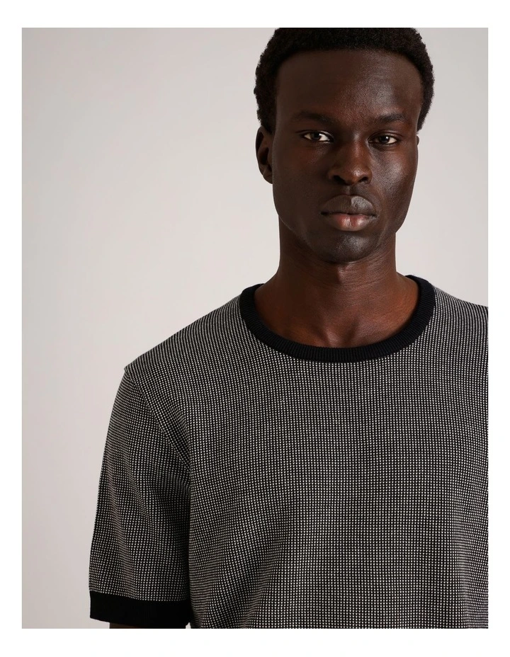 August Jacquard Short Sleeve T-Shirt in Black image 5
