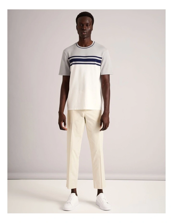 Luis Knit Panel Stripe Short Sleeve T-Shirt in Grey image 2