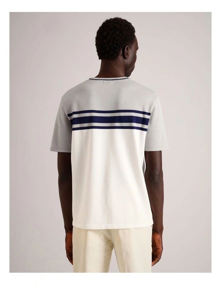 Luis Knit Panel Stripe Short Sleeve T-Shirt in Grey image 6