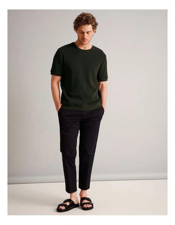 Xavier Textured Short Sleeve T-Shirt in Khaki image 3