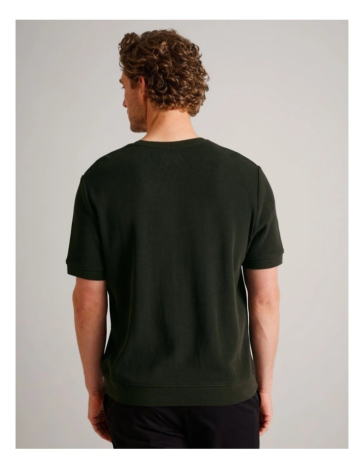Xavier Textured Short Sleeve T-Shirt in Khaki image 6
