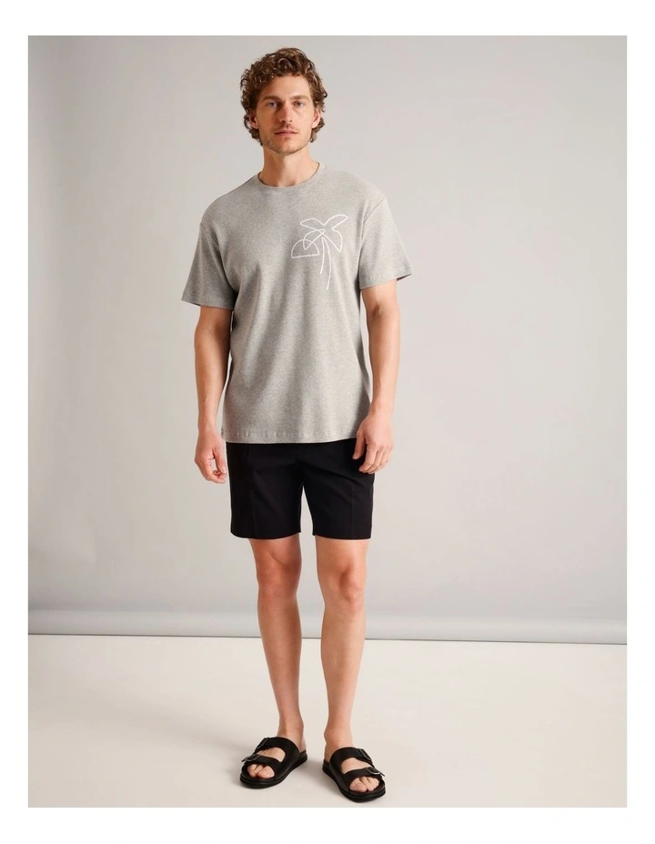 Jace Waffle Embroidered Short Sleeve T-Shirt in Grey image 2
