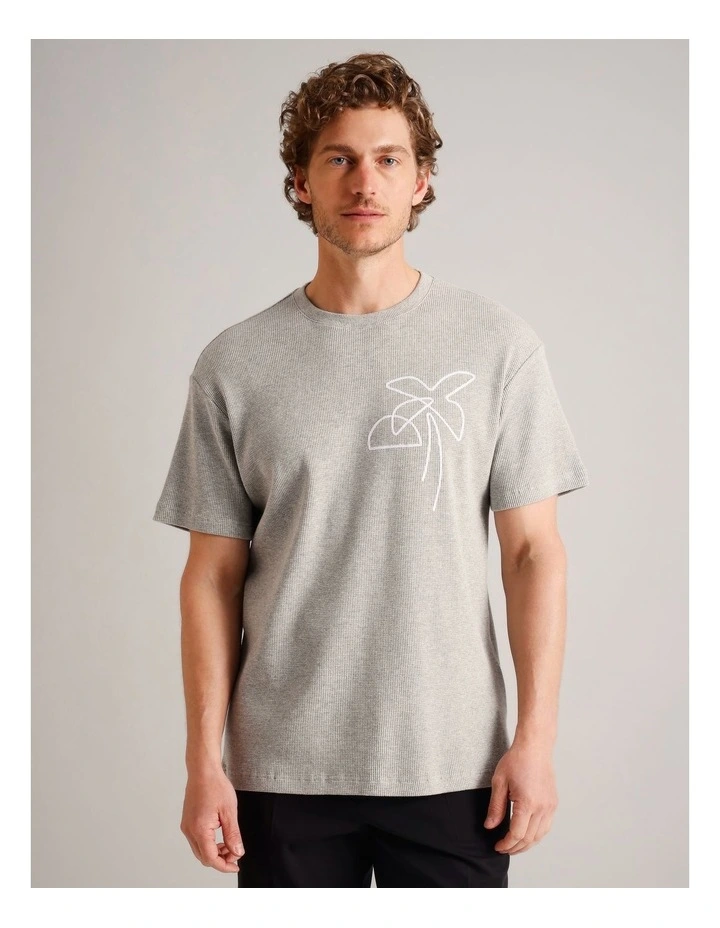 Jace Waffle Embroidered Short Sleeve T-Shirt in Grey image 3
