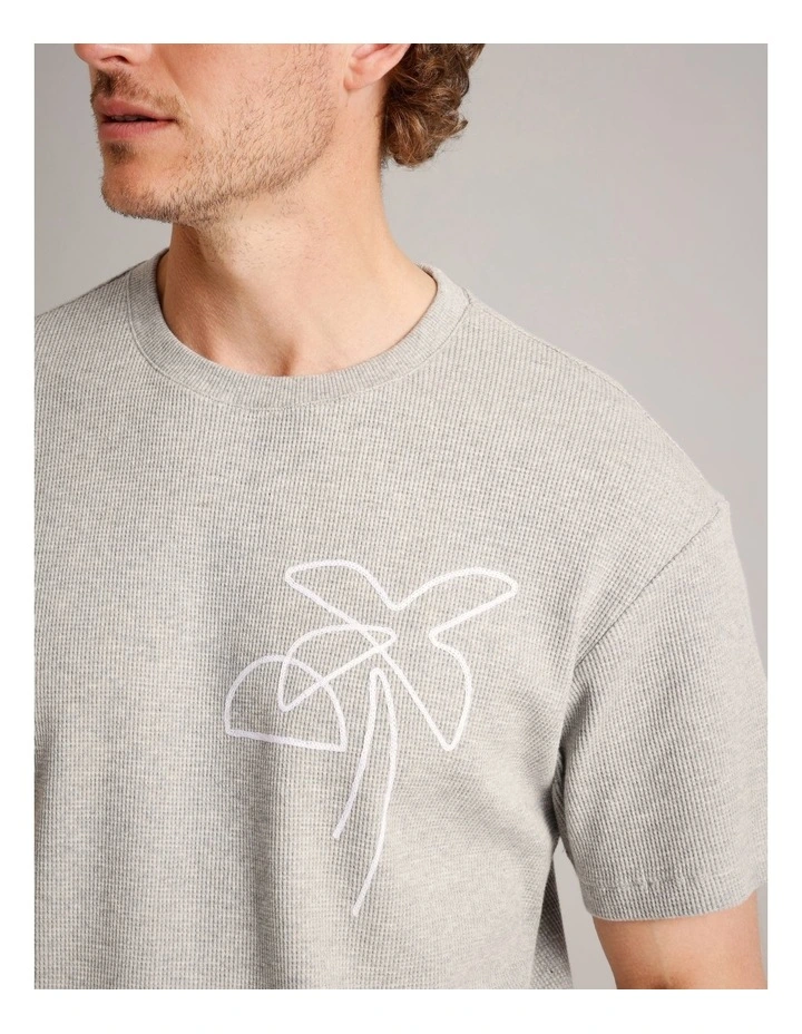 Jace Waffle Embroidered Short Sleeve T-Shirt in Grey image 6