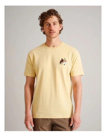 Quinn Embroidered Short Sleeve T-Shirt in Yellow