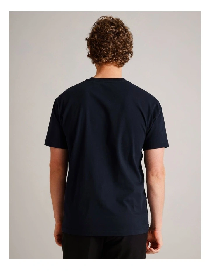 Emmett Embroidered Short Sleeve T-Shirt in Navy image 6