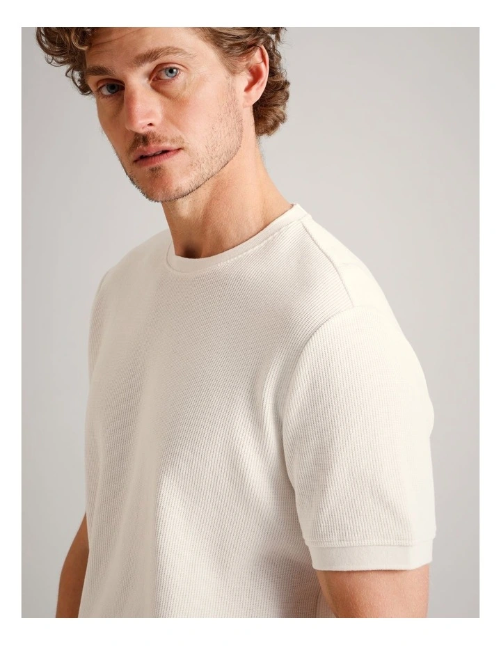 Xavier Textured Short Sleeve T-Shirt in Ecru image 2
