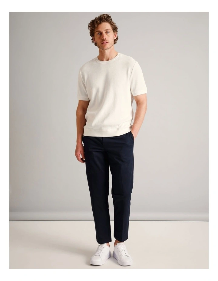 Xavier Textured Short Sleeve T-Shirt in Ecru image 3
