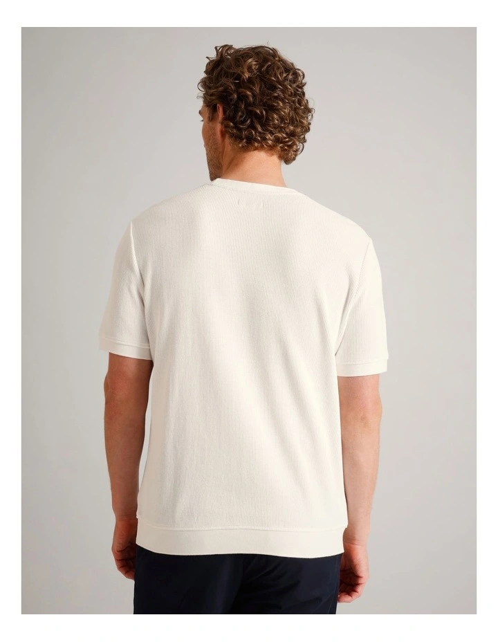 Xavier Textured Short Sleeve T-Shirt in Ecru image 6