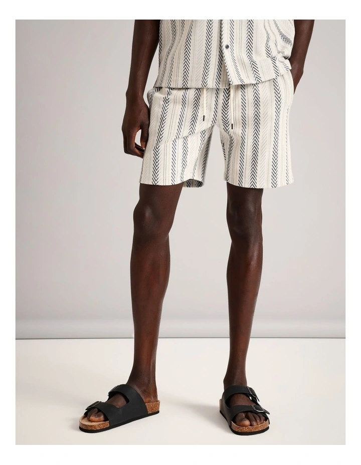 Oscar Textured Stripe Short in Navy image 1