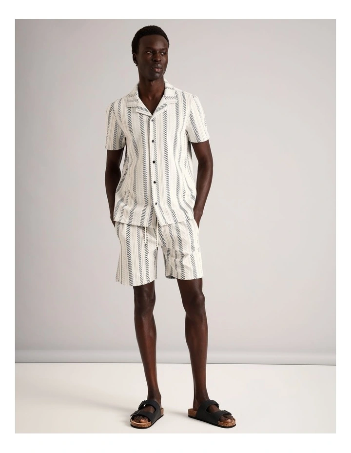 Oscar Textured Stripe Short in Navy image 2
