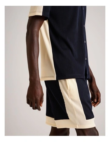 Ross Textured Stripe Short in Navy