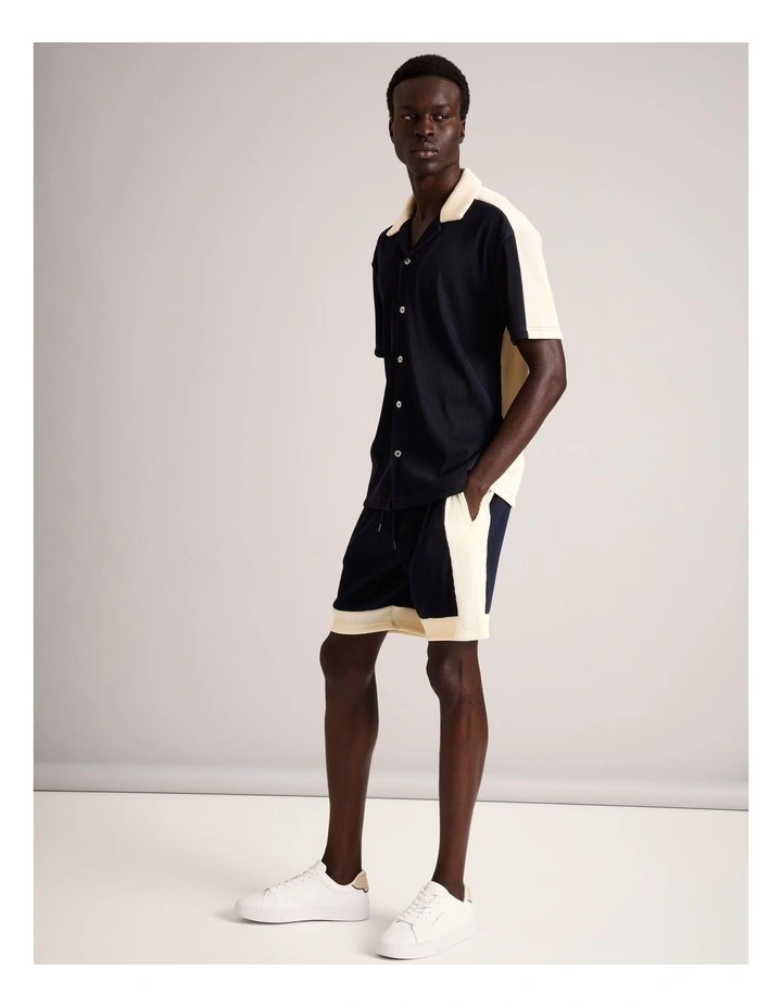 Ross Textured Stripe Short in Navy image 3