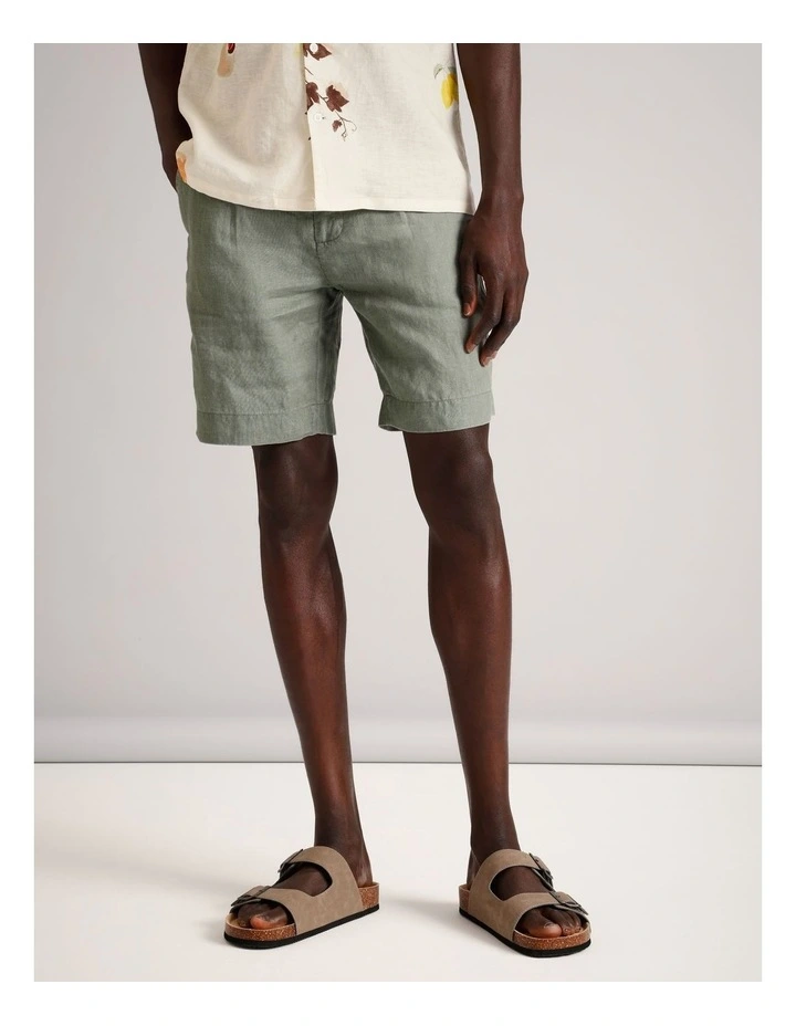 Charlie Linen Short in Sage image 1