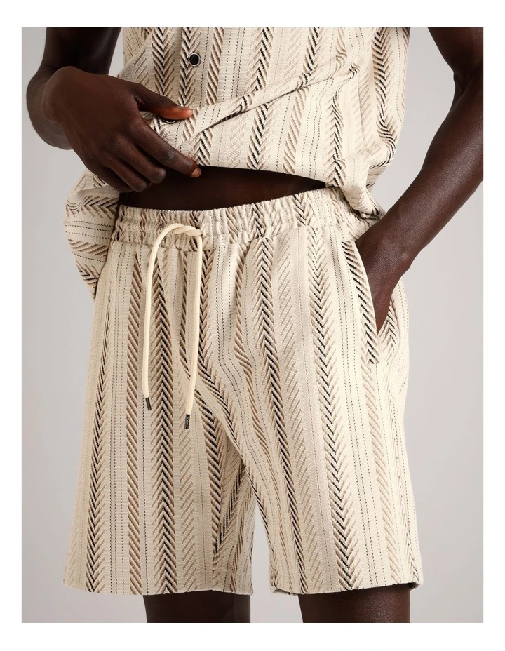 Oscar Textured Stripe Short in Ecru image 3