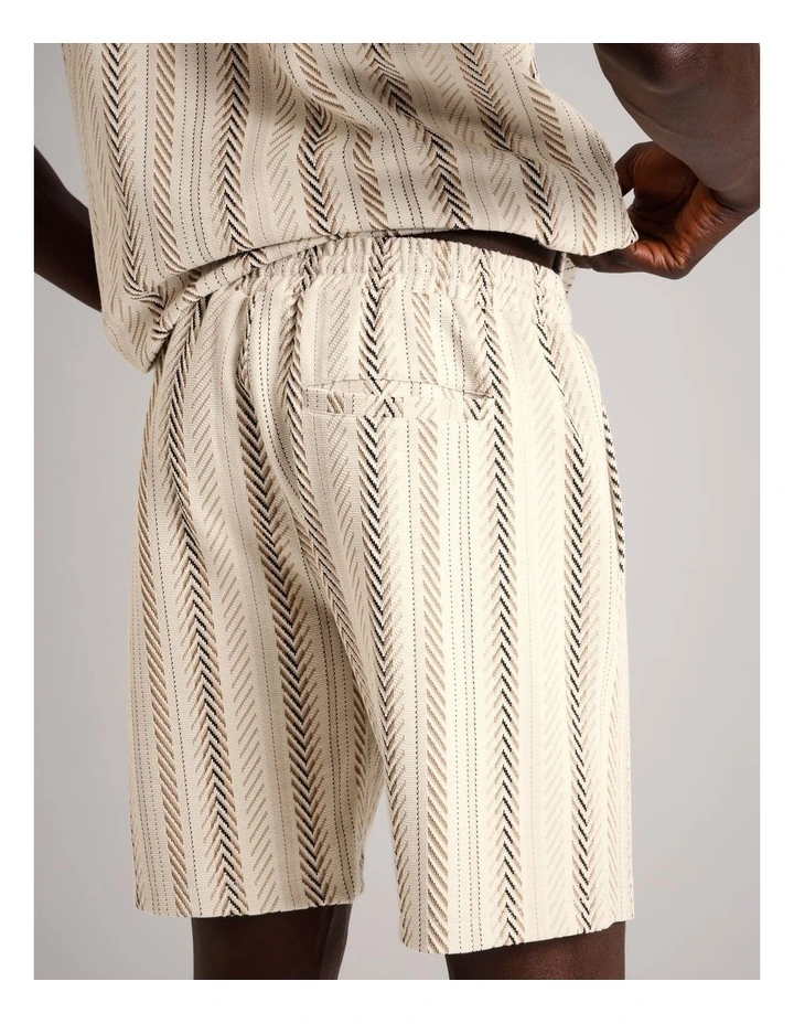 Oscar Textured Stripe Short in Ecru image 4