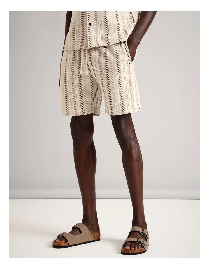 Oscar Textured Stripe Short in Ecru image 5