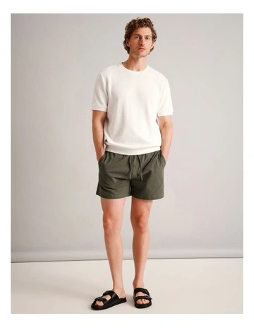 Dominic Seersucker Short in Khaki