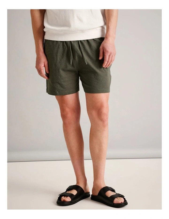 Dominic Seersucker Short in Khaki image 2