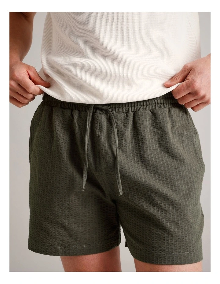 Dominic Seersucker Short in Khaki image 3