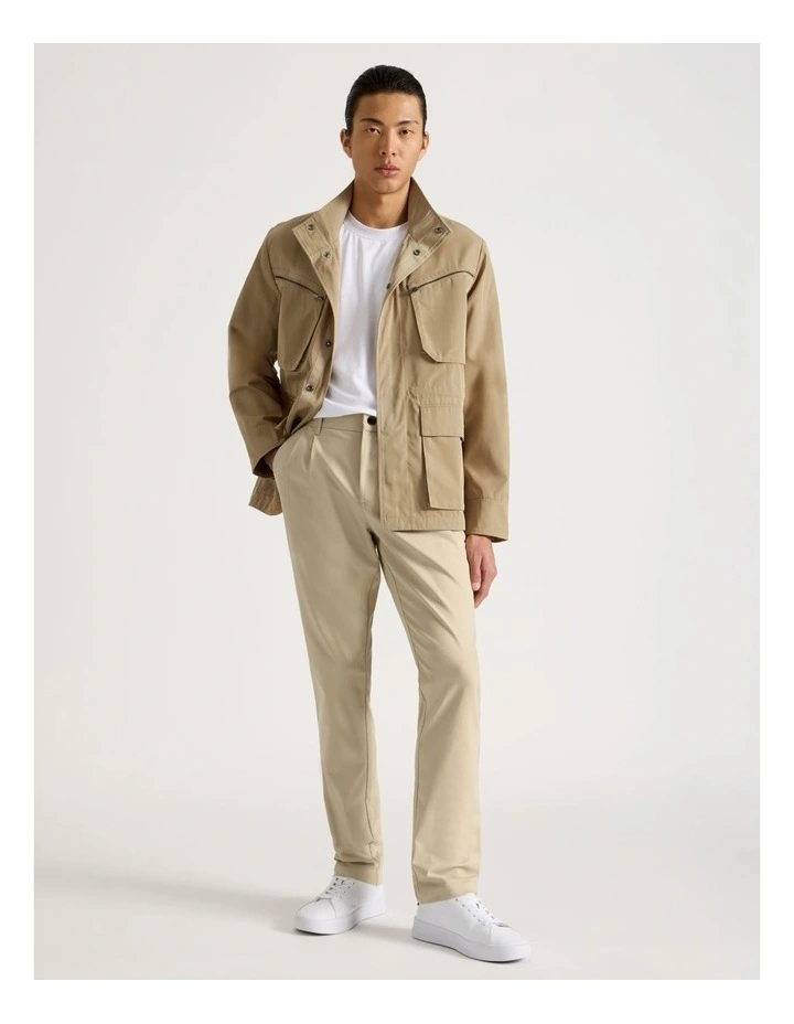 Pleated Relaxed Trouser in Beige image 1