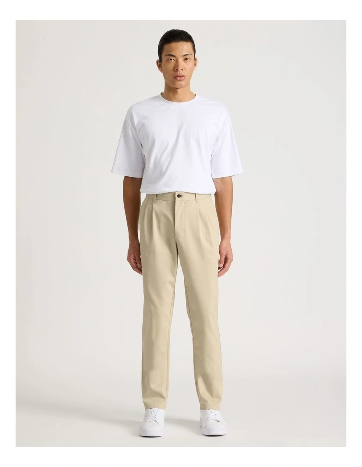 Pleated Relaxed Trouser in Beige image 3