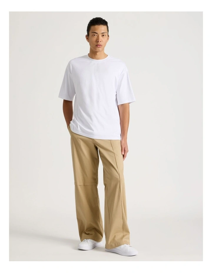 Relaxed Asymmetric Pant in Beige image 3