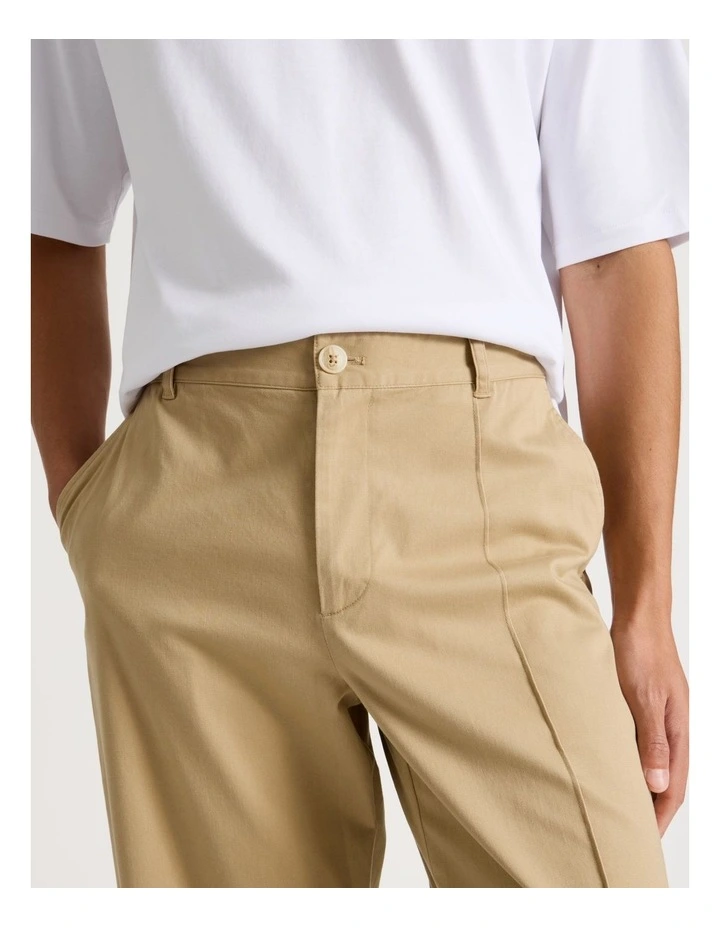 Relaxed Asymmetric Pant in Beige image 4