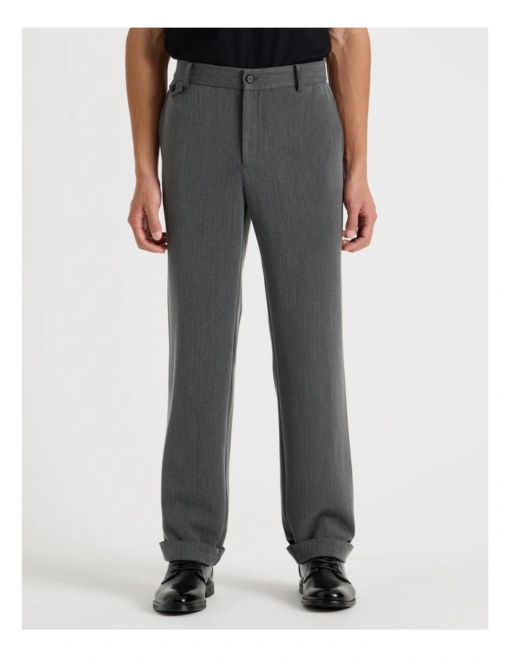 Tailored Herringbone Trousers in Grey image 2
