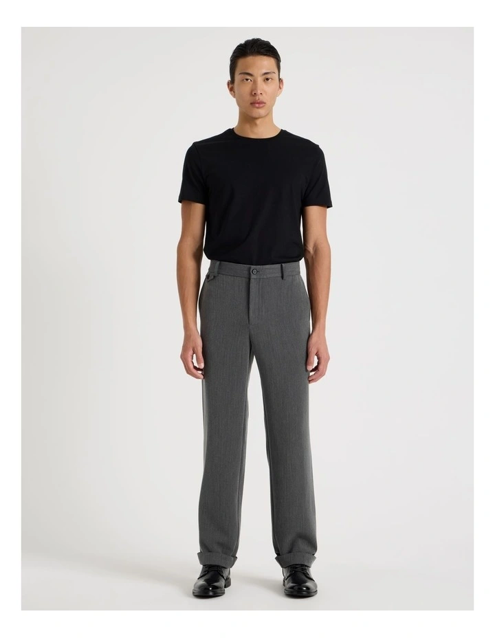 Tailored Herringbone Trousers in Grey image 3