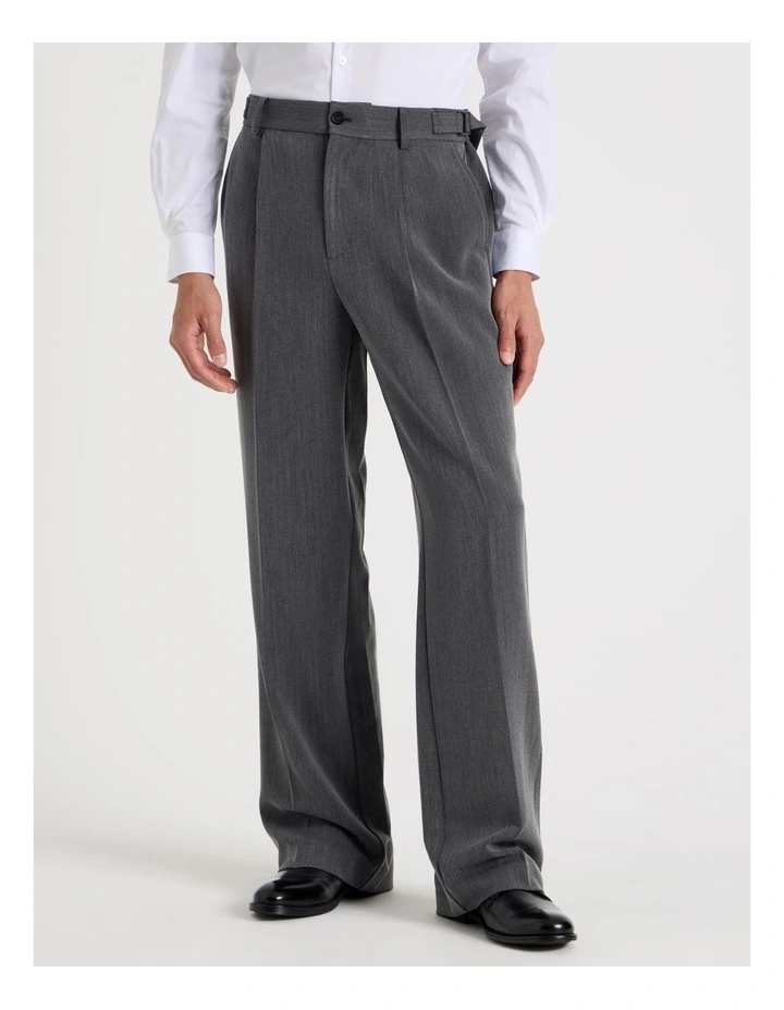 Tailored Herringbone Trousers in Grey image 2