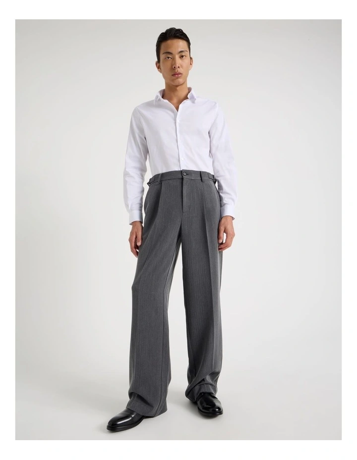 Tailored Herringbone Trousers in Grey image 4