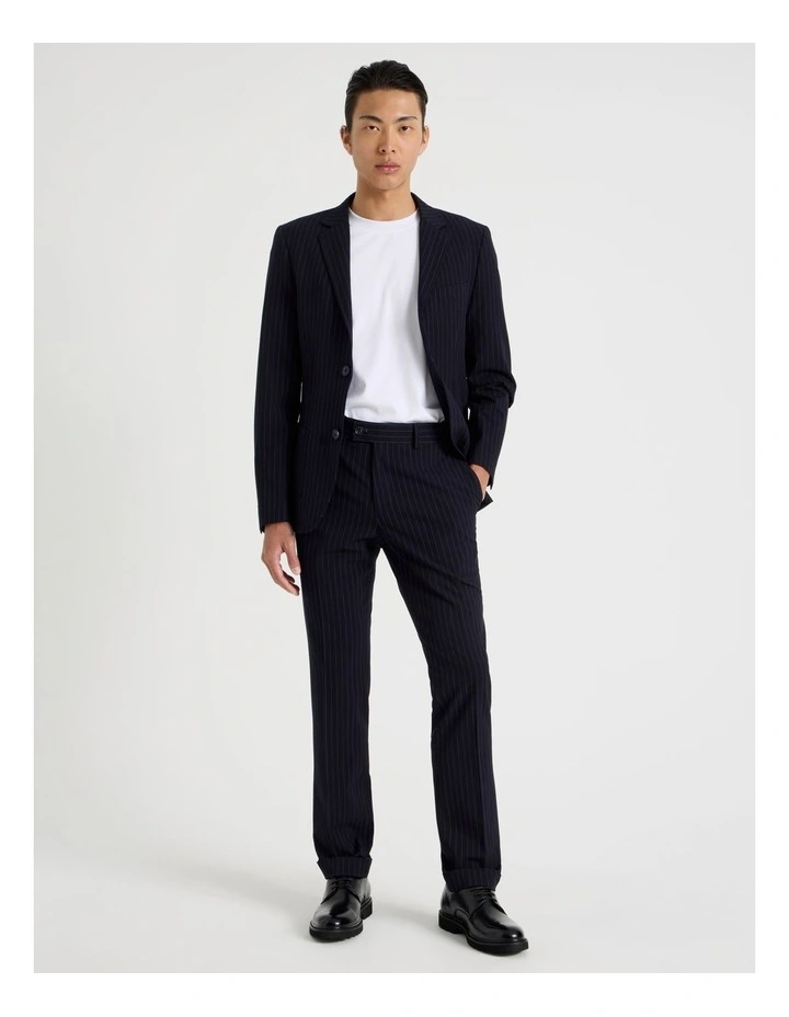 Tailored Pinstripe Trousers in Navy image 1