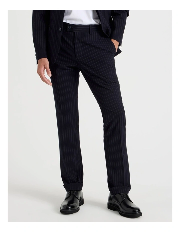 Tailored Pinstripe Trousers in Navy image 2