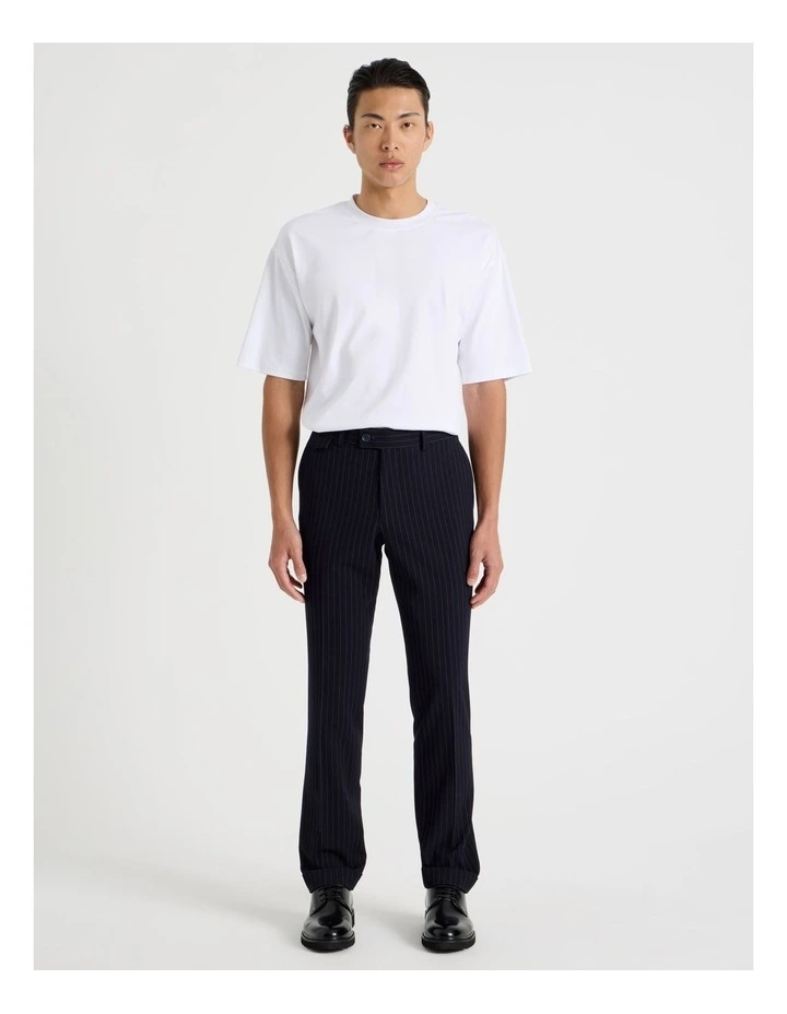 Tailored Pinstripe Trousers in Navy image 3